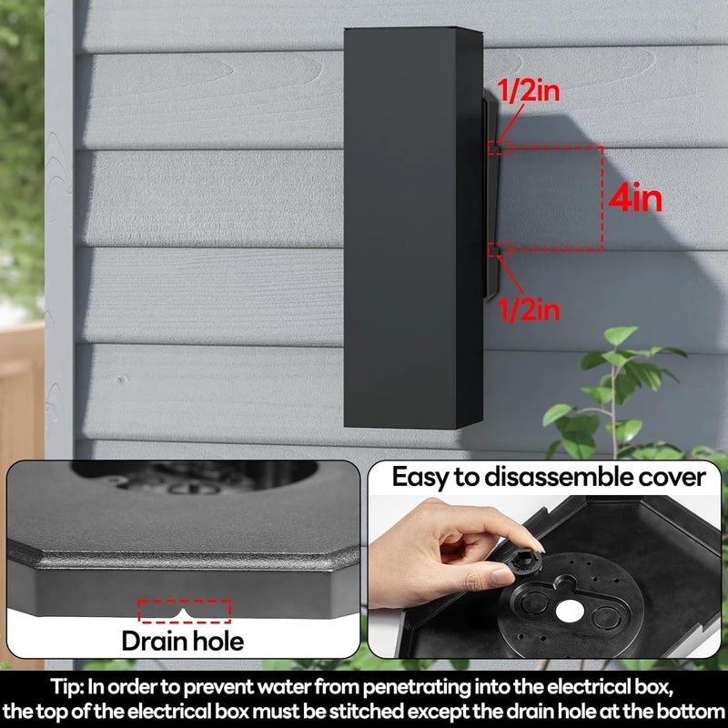 Fiulensyi 1Pack Vinyl Siding Mounting Blocks with Built-in Electrical Box,Siding Mounting Plate,Black Outdoor Mounting Plate Kit,Siding Mounting Kit for 1/2 inch Lap Double and 4 inch Siding - Image 5